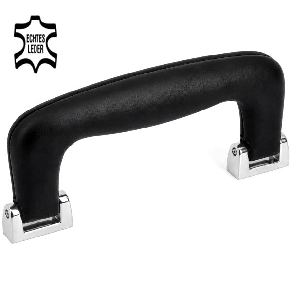 PREMIUM-Koffergriff ECHT LEDER | schwarz/nickel