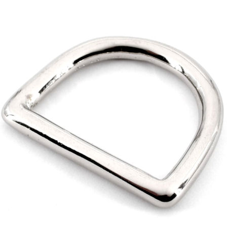 D-Ring, MESSING massiv, vernickelt, für 20 mm