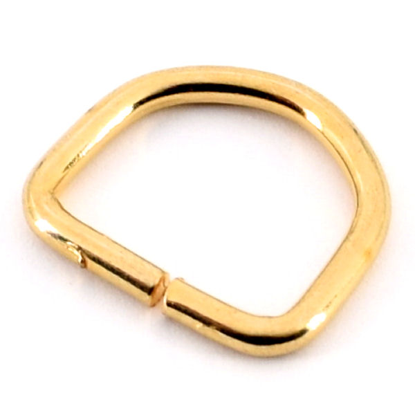 D-5631-go-8-TV-600-D-Ringe-halbrunde-Ringe-gold-Taschen-Lederwaren D-Ring, gold poliert, für 25 mm
