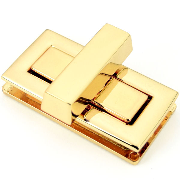 D-1837-go-8-TV-600-DESIGN-Drehverschluss-eckig-gold-Mappen-Taschen-Lederwaren DESIGN-Drehverschluss 40 x 21 mm | gold pol.