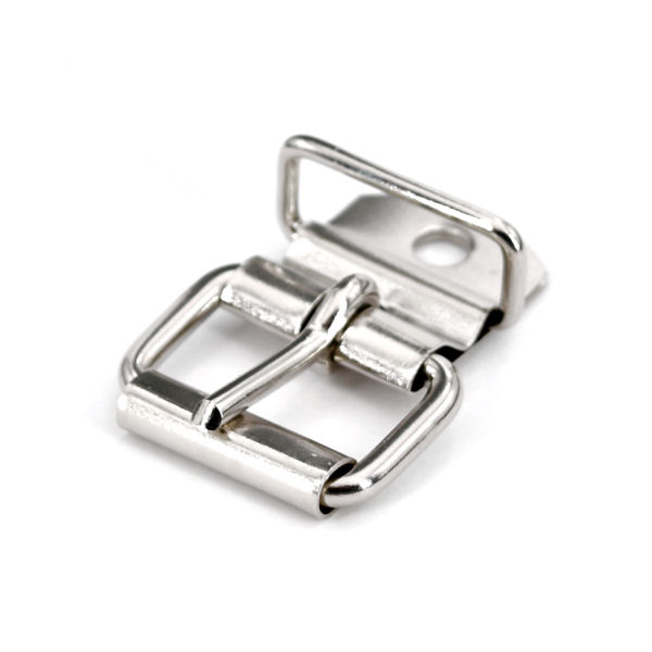 Rollschnalle mit Nietblech, vernickelt, für 20 mm Rollschnalle mit Nietblech, vernickelt, für 20 mm